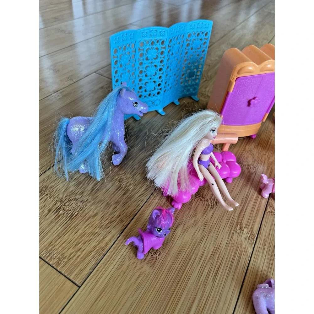Mixed Lot 40 Pcs Polly Pocket Glitz And Glam‎ Pet Spa Furniture Friends Pets Car